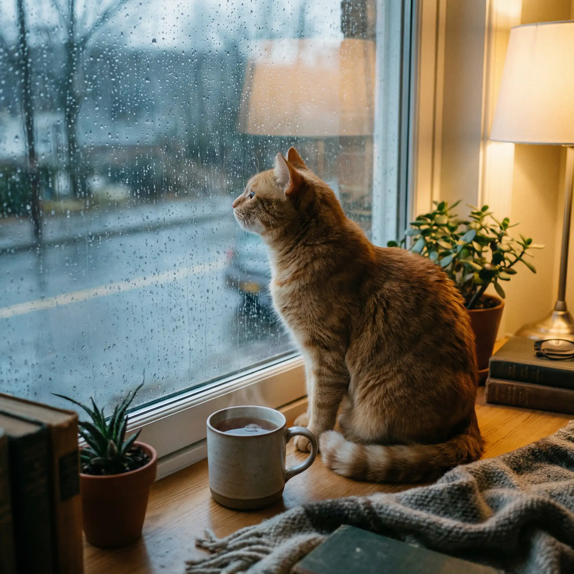 猫咪望着窗外的雨 - japonensis成熟30